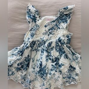 NWT - Gap | Love Shack Fancy, Girls White & Blue Floral Eyelet Dress